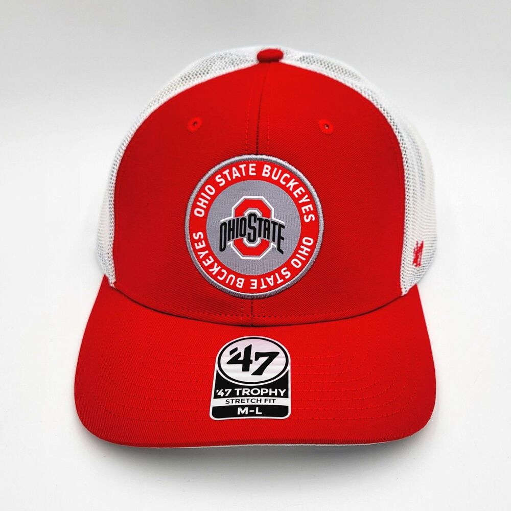 Ohio State Buckeyes '47 Brand Trophy Red Adjustable Trucker Hat Cap Stretch M/L